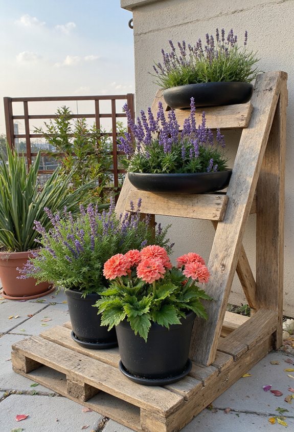pallet garden tiered shelf