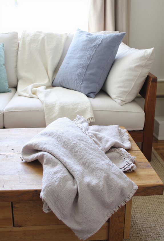 pastel linen throw decor