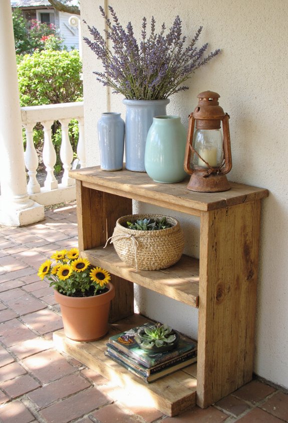 reclaimed wood porch shelves