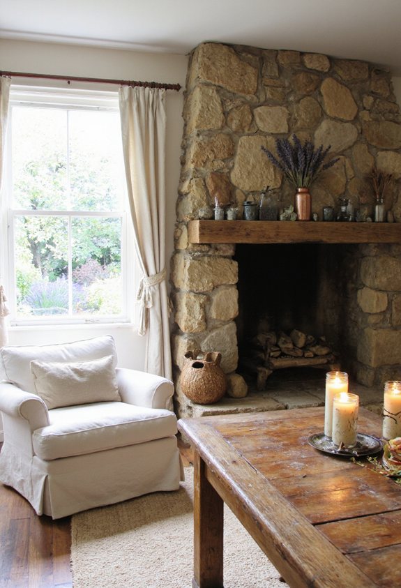 rugged stone hearth warmth