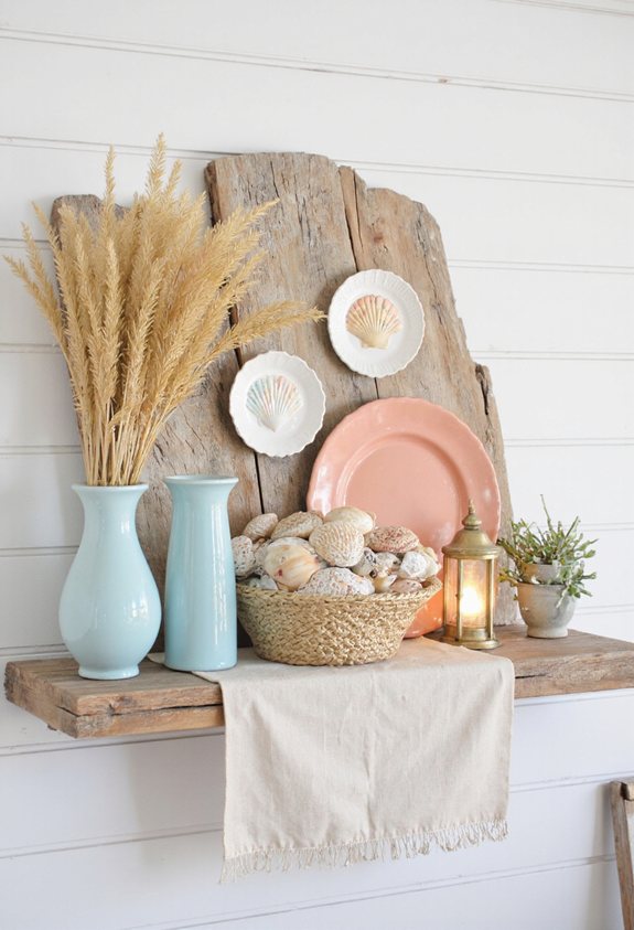 rustic beach driftwood shelf