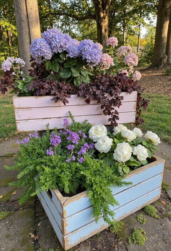 rustic milk crate garden