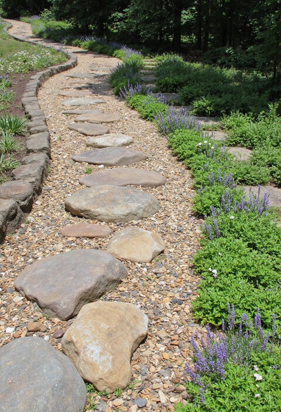rustic pebble garden border