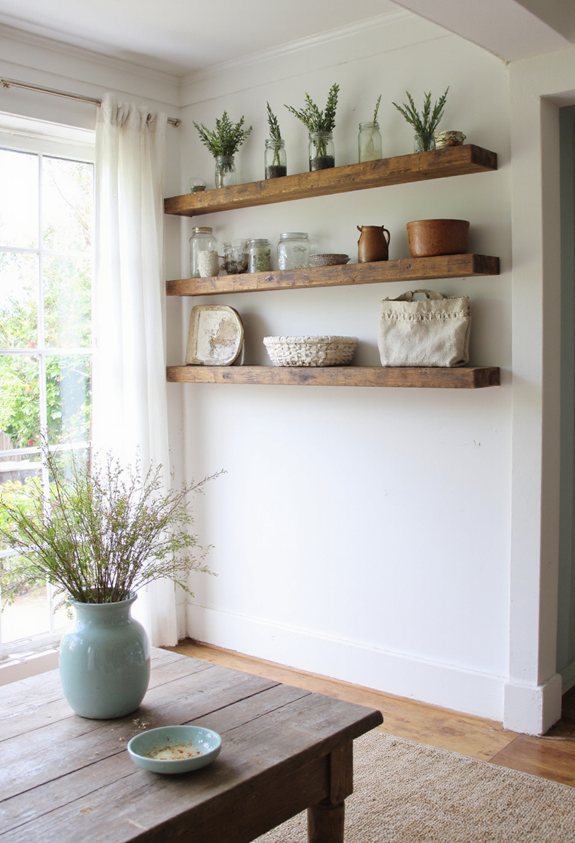 rustic reclaimed wood shelving