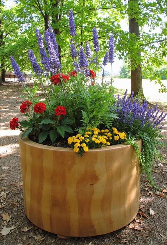 rustic wooden forest planters