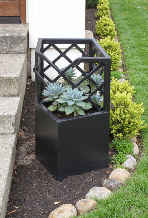 sculptural metal planter centerpiece