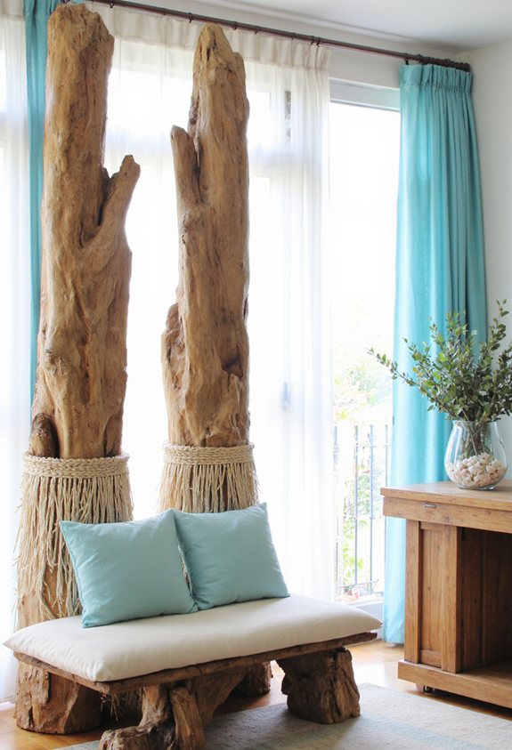 sea inspired entryway pillars