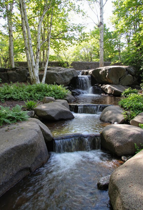 serene waterfall garden oasis