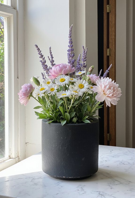 sleek minimalist concrete planters