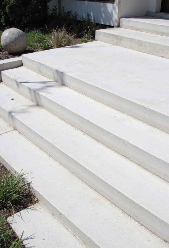 sleek white concrete entrance