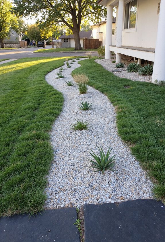 staggered pebble mound pathway