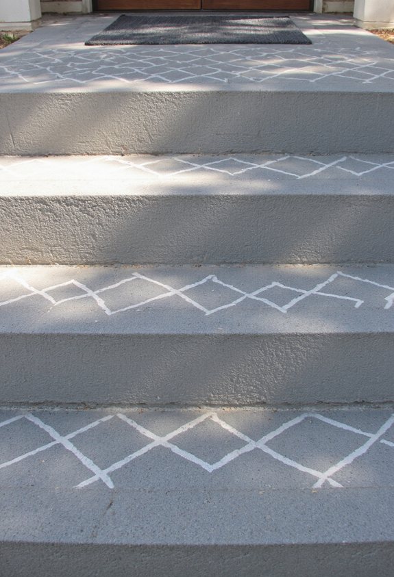 stencil enhanced concrete steps