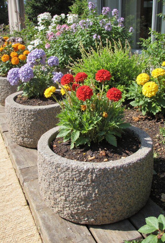stone embedded concrete pebble pots
