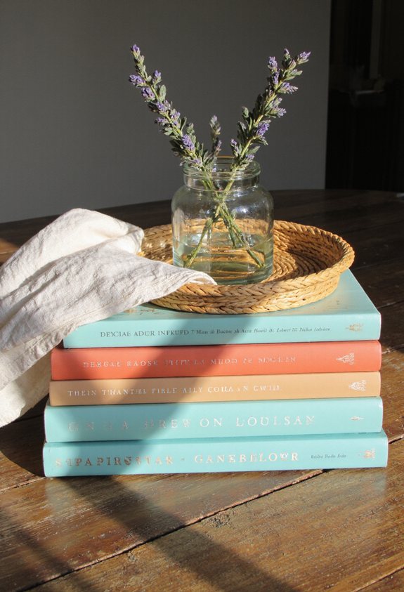 travel inspired coffee table stack