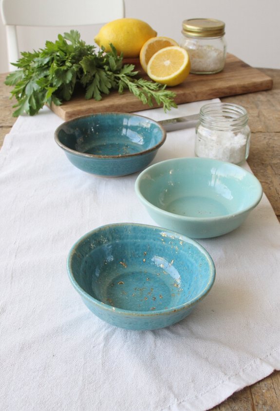 turquoise hand painted ceramic bowls