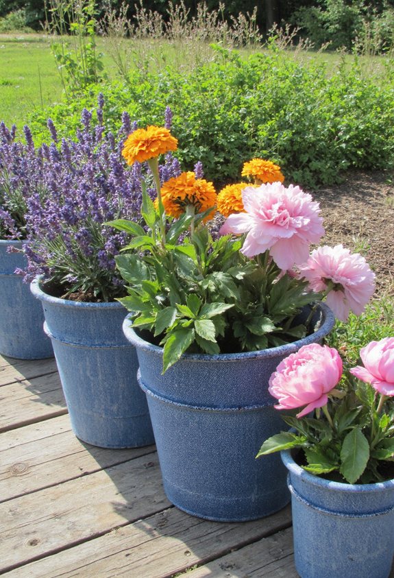 upcycled denim garden buckets
