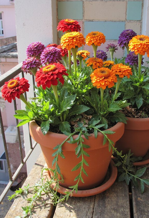 vibrant handcrafted zinnia pot