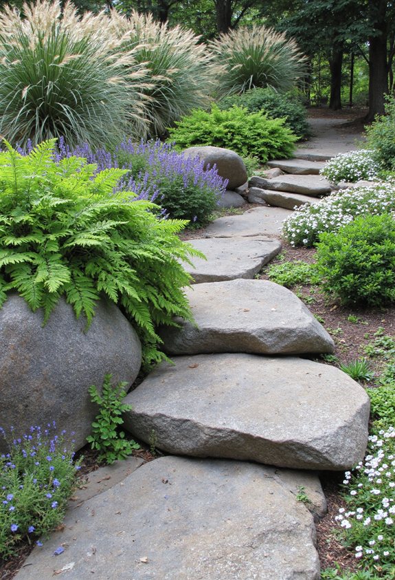 vibrant rock bed foliage