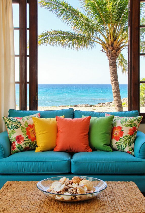 vibrant tropical throw pillows
