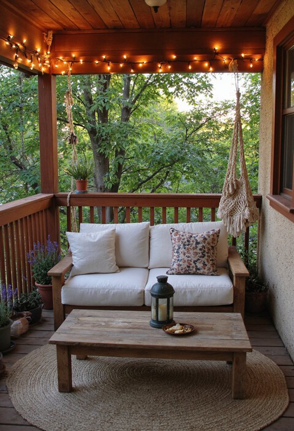 warm porch string illumination