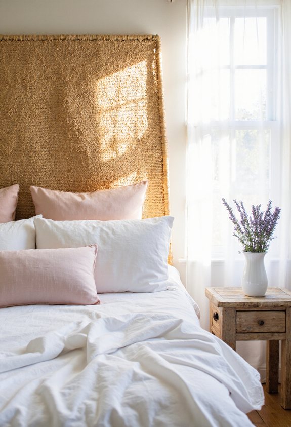 woven reed macram headboard