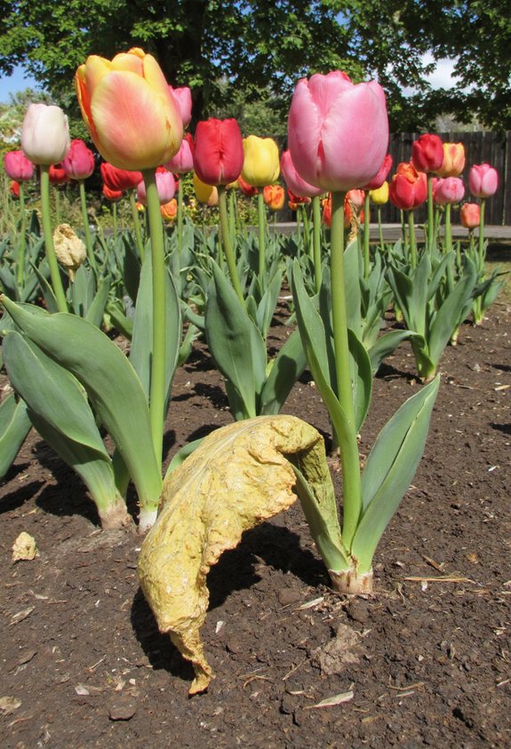 yellowing tulip leaves troubleshooting