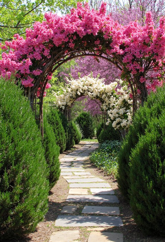 azalea arches on pathways