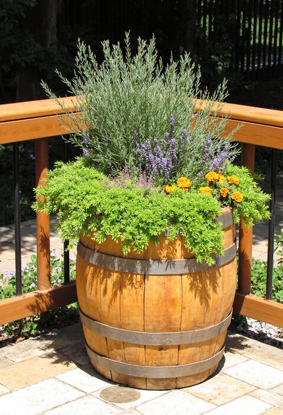 barrel planter with drainage