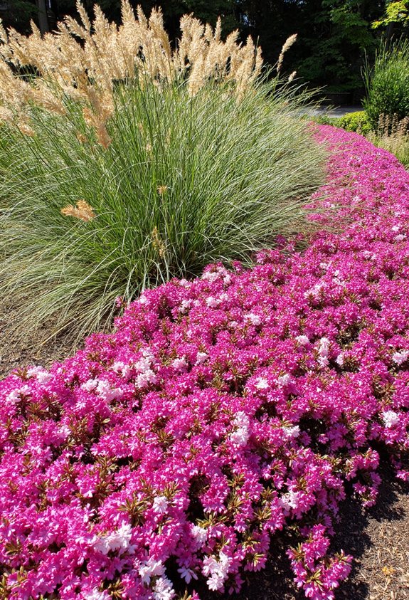 bold azalea grass contrast