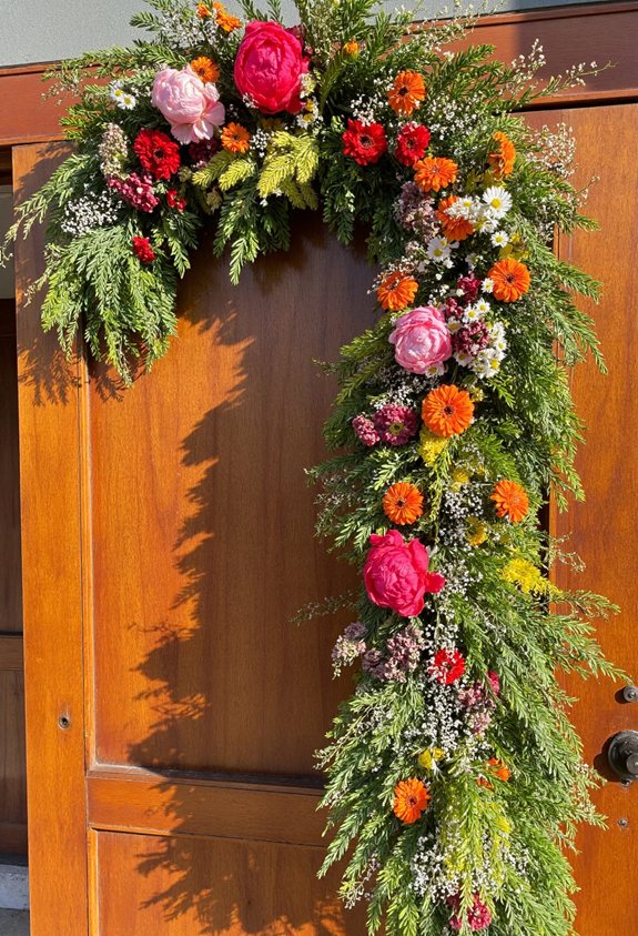 bright floral garland doorway