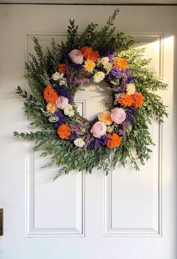 bright painted floral doorway