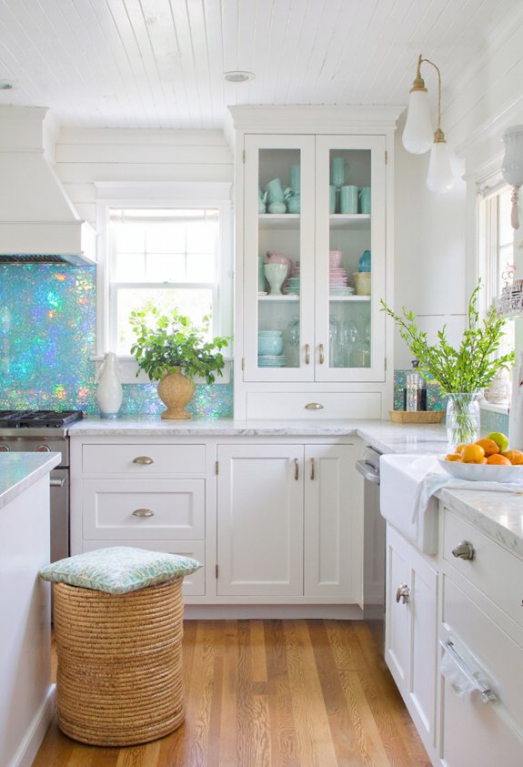 bright reflective kitchen accents