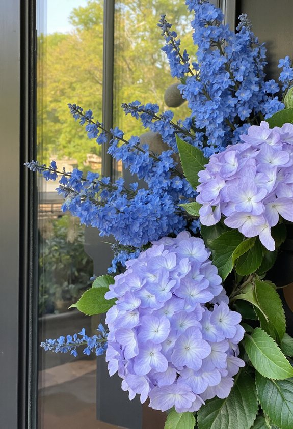 calm blue hydrangea garden