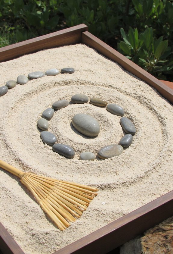 calming pebble sand garden