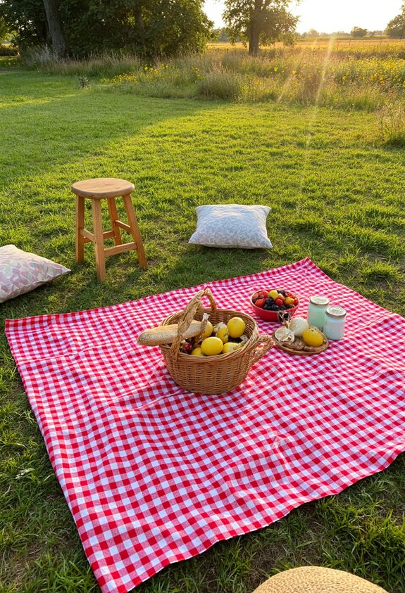 classic checkered picnic setup