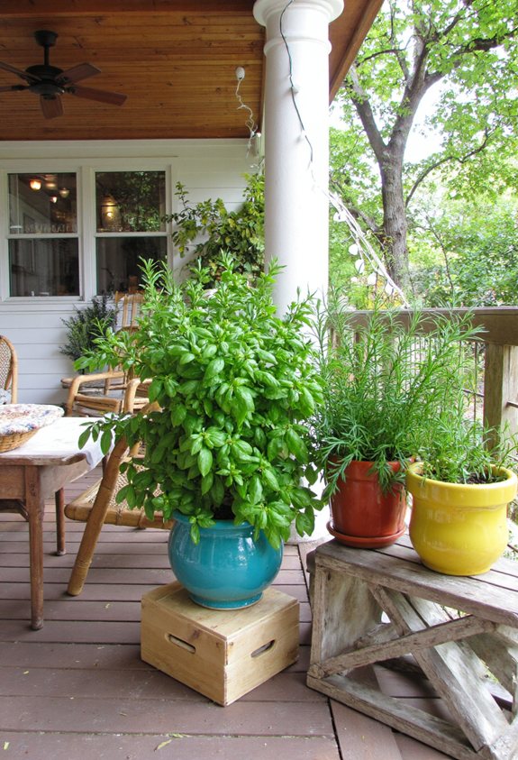 colorful ceramic herb garden
