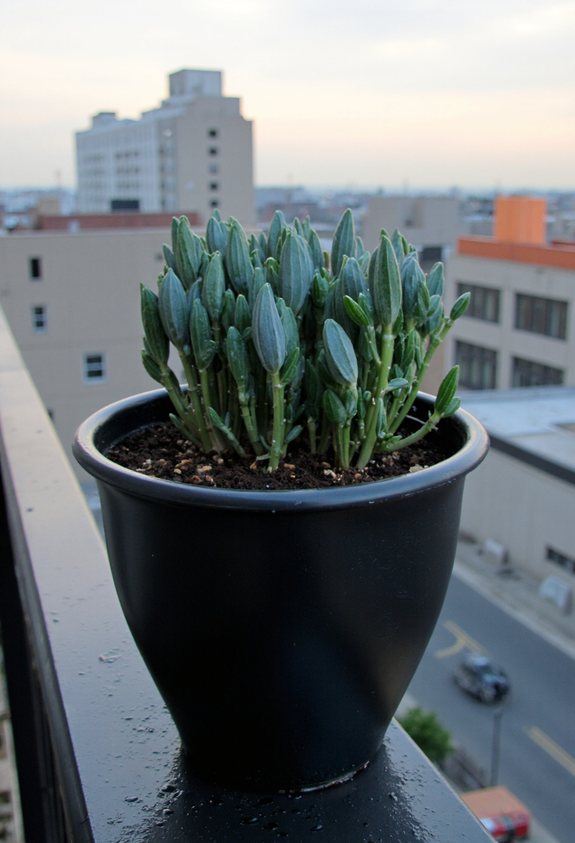 compact deep blue balcony foliage
