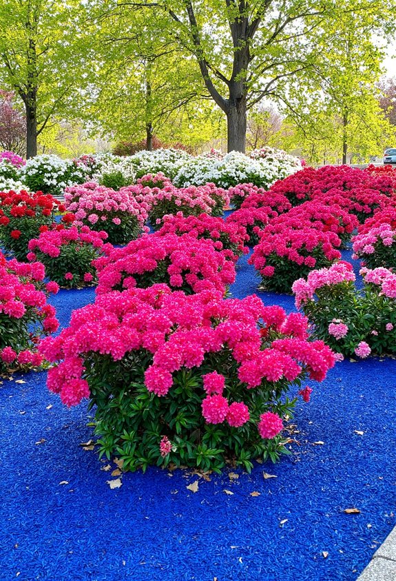 contrast mulch highlights azaleas