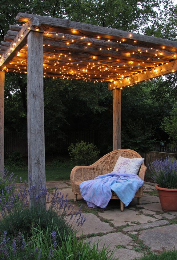 fairy light reclaimed wood canopy