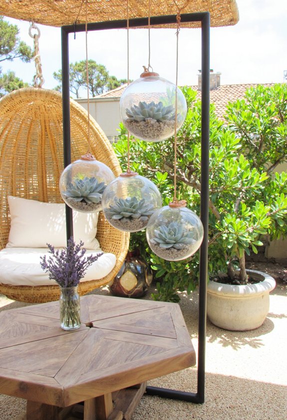 floating glass succulents display