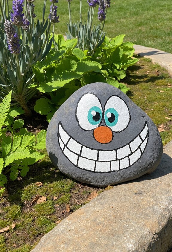 garden stone face painting