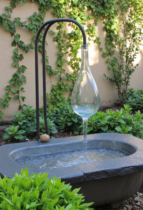 hanging glass bottle fountain