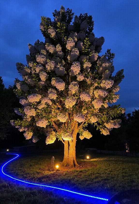 hydrangea night garden lighting