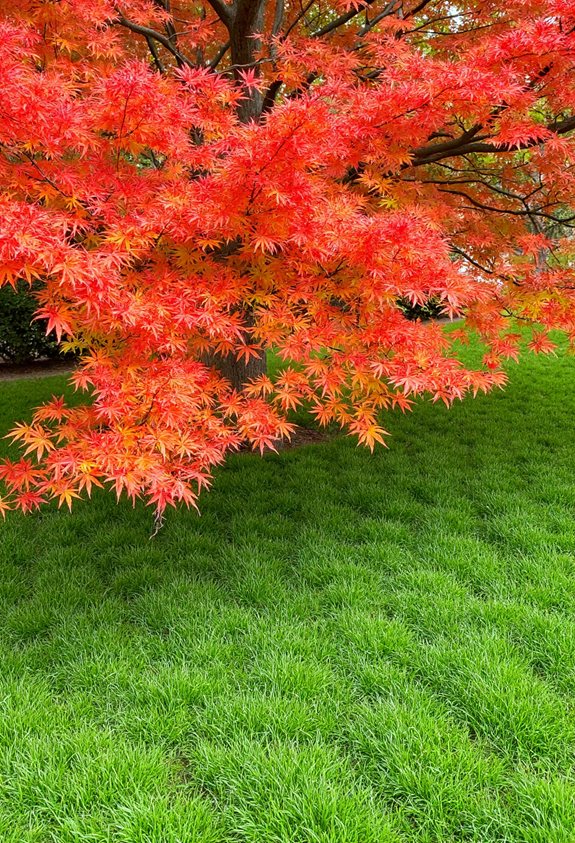 japanese maple with low mowing grass contrast
