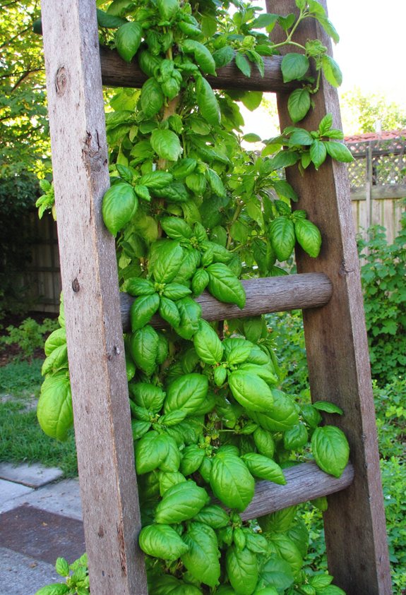 ladder based vertical herb garden