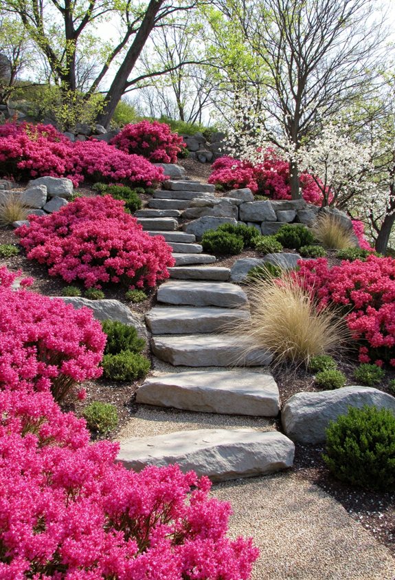 layered azalea rock garden
