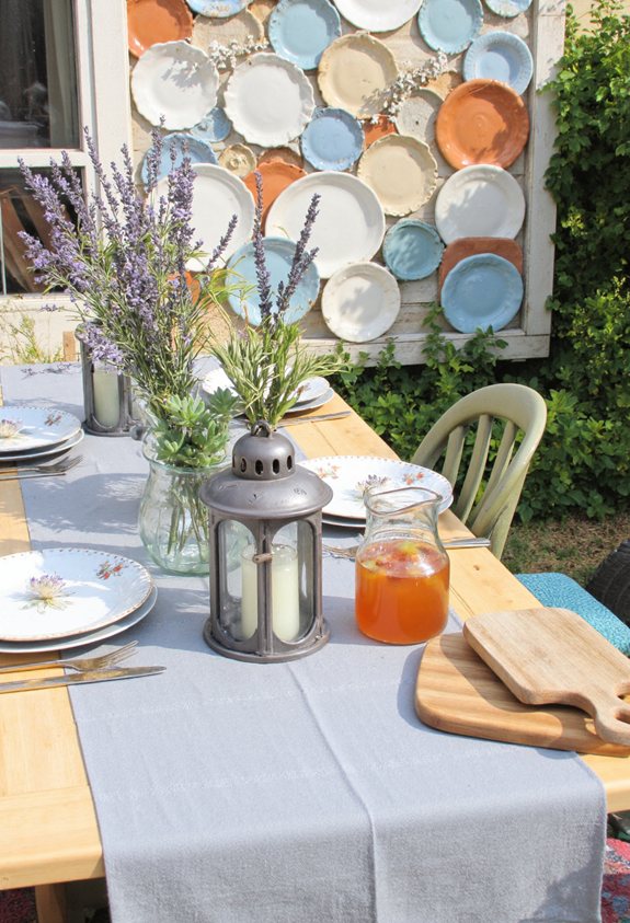 mismatched plates varied heights