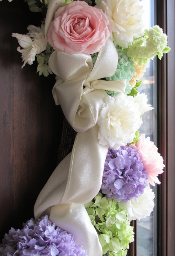 pastel ribbons and silk flowers