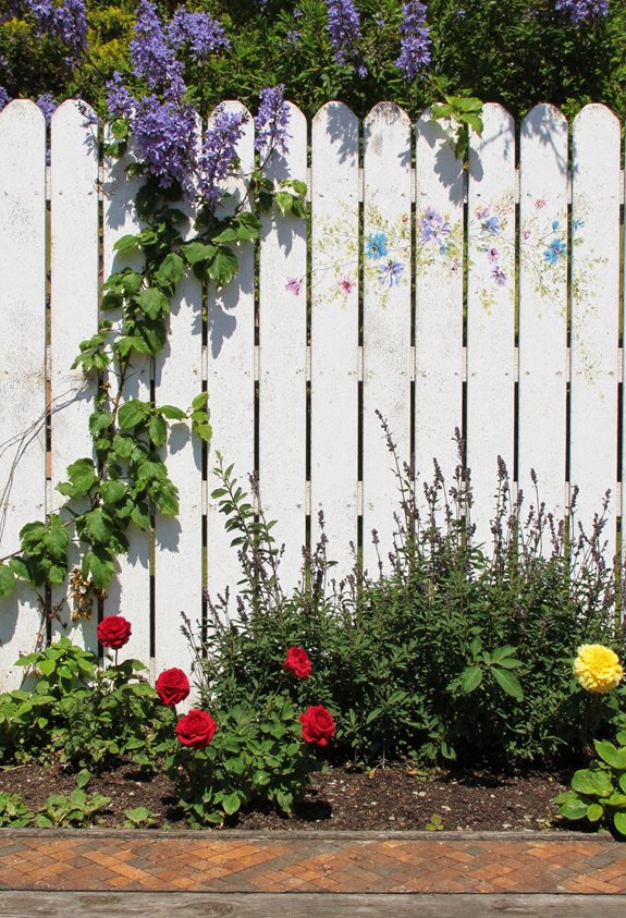 pastel wooden fence garden