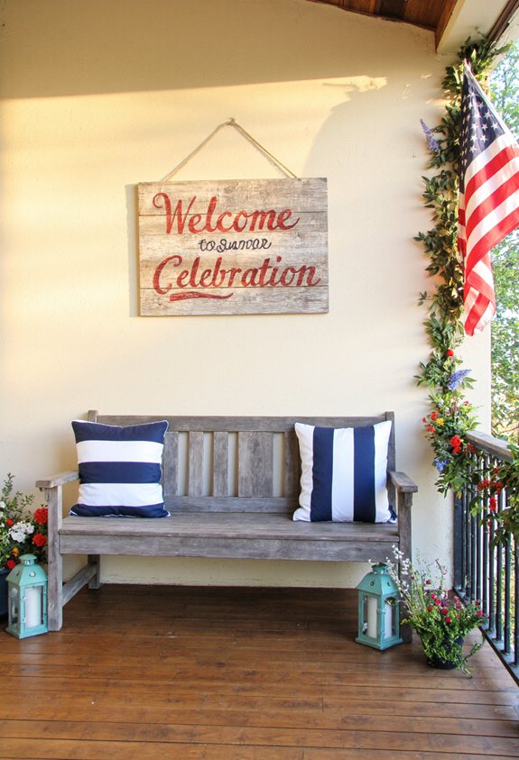 patriotic hand painted welcome sign
